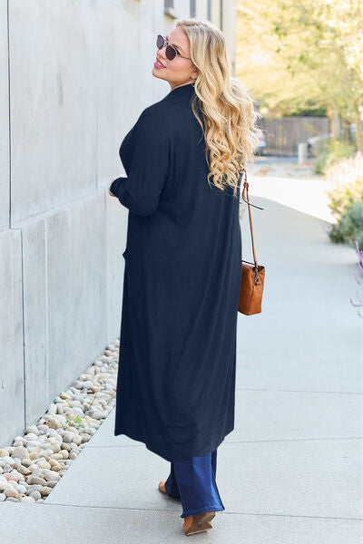 Basic Bae Full Size Open Front Long Sleeve Cover Up - Lightweight Beach Kimono for Women, Summer Swimwear Coverup, Boho Chic Loungewear for Pool, Vacation, and Resort Wear