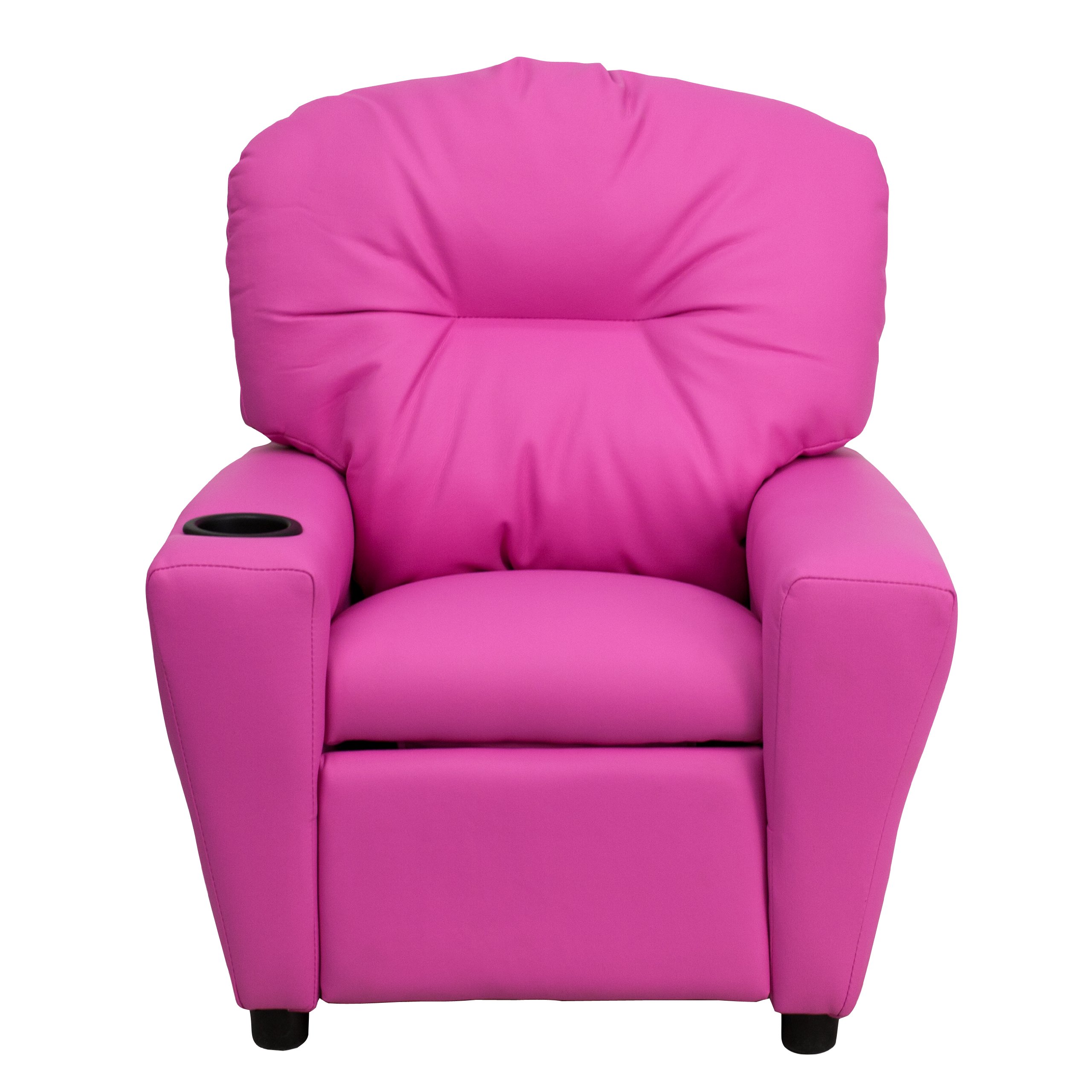 EMMA + OLIVER Hot Pink Vinyl Kids Recliner with Cup Holder - Comfortable Children's Chair for Playroom, Bedroom, or TV Watching - Perfect Gift for Toddlers and Kids