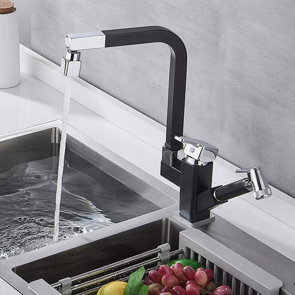 High-Quality Pull-Out Sprayer Kitchen Faucet with Hot & Cold Water - 360° Rotating Stainless Steel Sink Faucet for Modern Kitchens - Perfect for Cooking, Washing Dishes & Food Prep