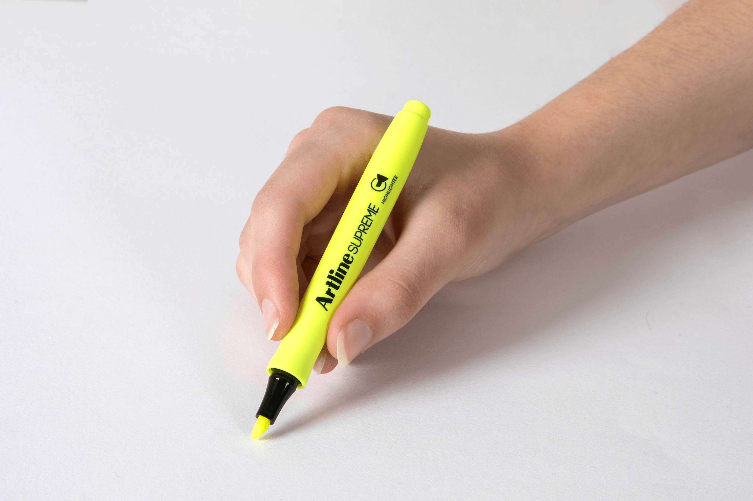 Artline Supreme Highlighter Markers - 12 Pack, Bright Yellow Chisel Tip for School, Office & Study Notes | Non-Toxic, Quick-Dry Ink for Textbooks, Planners & Bible Journaling