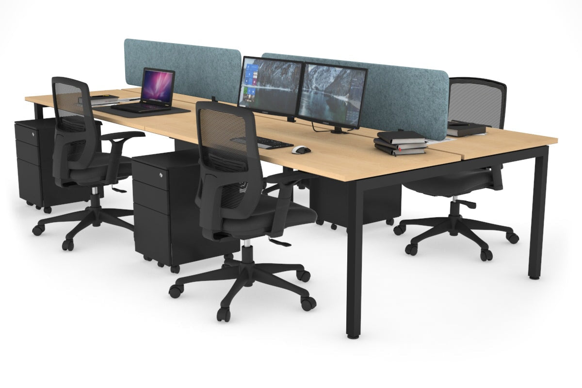 Quadro Square Legs 4-Person Office Workstation Desk - 1800mm x 700mm (71