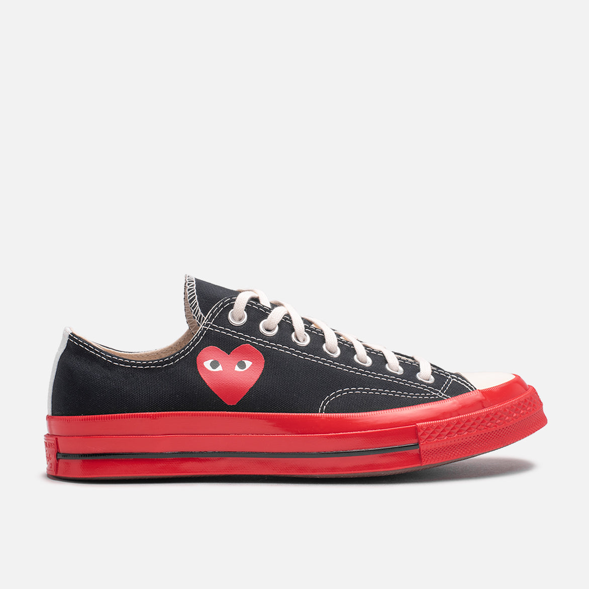 CDG PLAY x Converse Chuck 70 OX Sneakers - Black/Red Colorway - Unisex High-Top Canvas Shoes for Streetwear & Casual Outfits