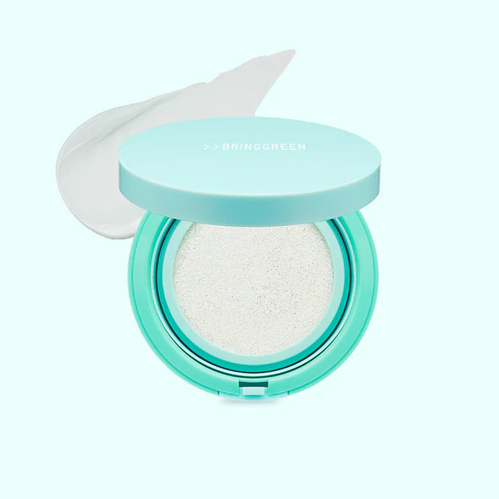 BRING GREEN Tea Tree Cica Tone Up Sun Cushion SPF50+ PA++++ 15g - Oil Control & Brightening Sunscreen for Acne-Prone Skin | Perfect for Daily Sun Protection & Makeup Base