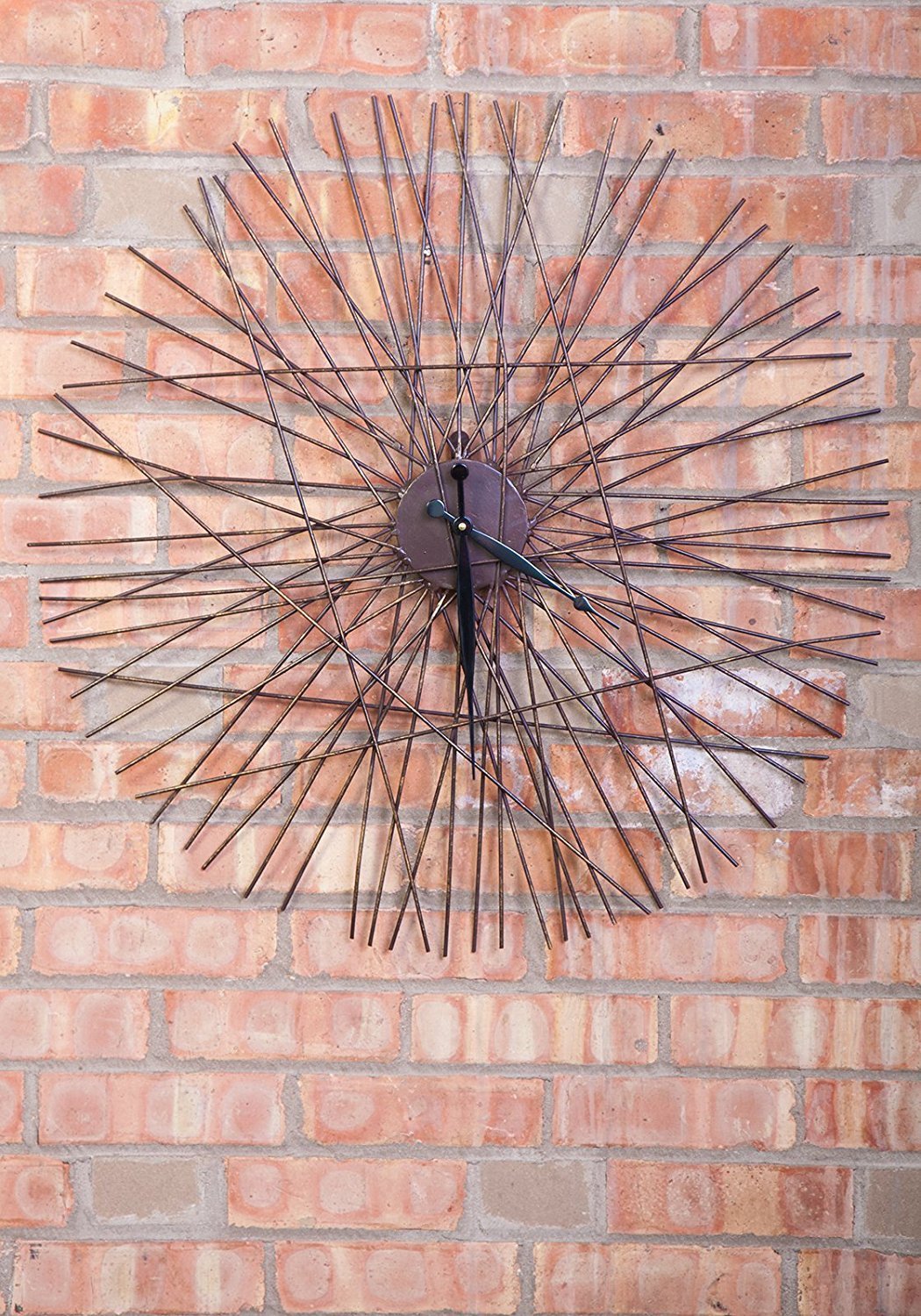 Vintage Bronze Metal Wire Sticks Wall Clock 28 Inch with Gold Highlights - Perfect for Living Room, Bedroom, and Office Decor