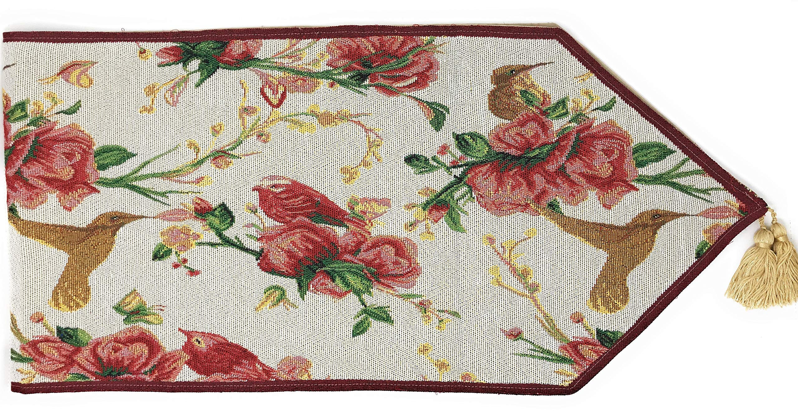 Festive Poinsettia Christmas Table Runner - 13x54 Inch Red & White Woven Tapestry for Holiday Decor - Perfect for Dining Tables, Fireplace Mantels, and Seasonal Home Decor