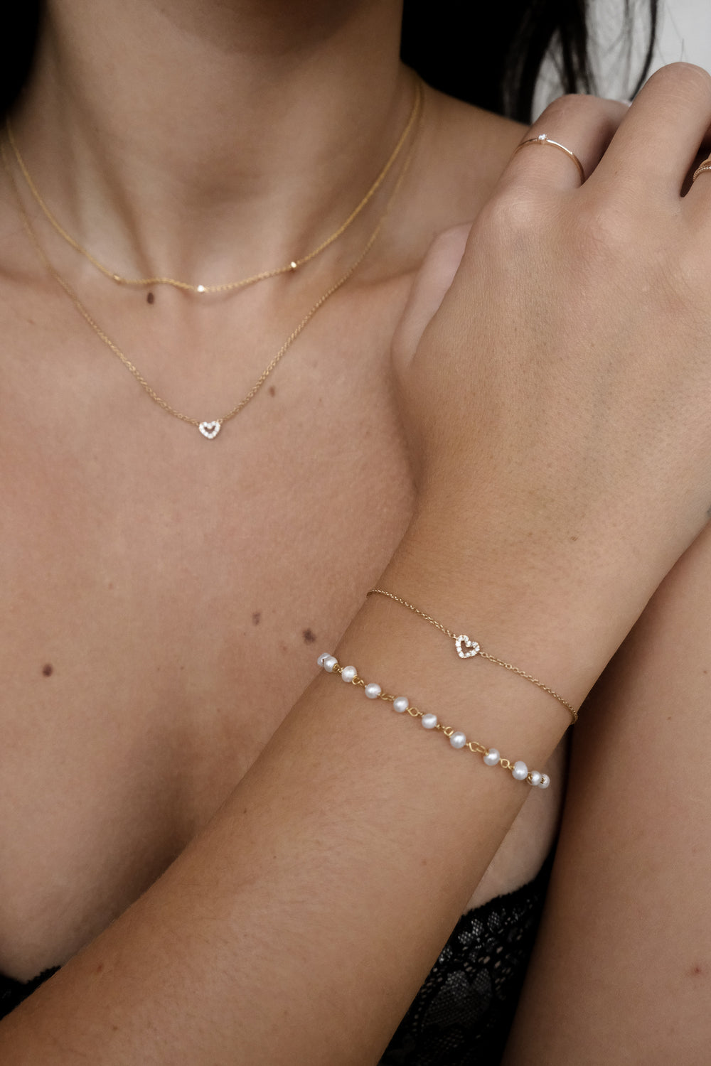 Solid Gold Diamond Heart Bracelet for Women - 14K Real Gold & Genuine Diamond Jewelry - Elegant Gift for Anniversary, Valentine's Day & Special Occasions
