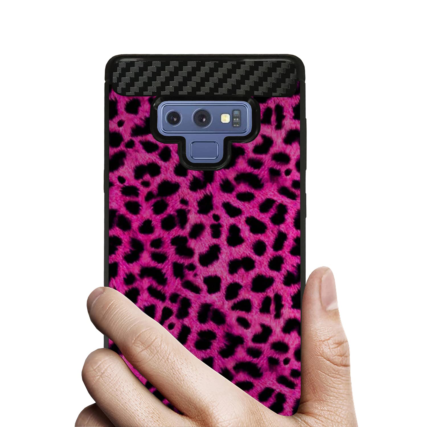 Samsung Galaxy Note 9 Case - Slim Carbon Flex Protective Cover with Rubberized Exterior | Shockproof & Scratch Resistant | Pink Leopard Design | Perfect for Everyday Use, Work & Travel