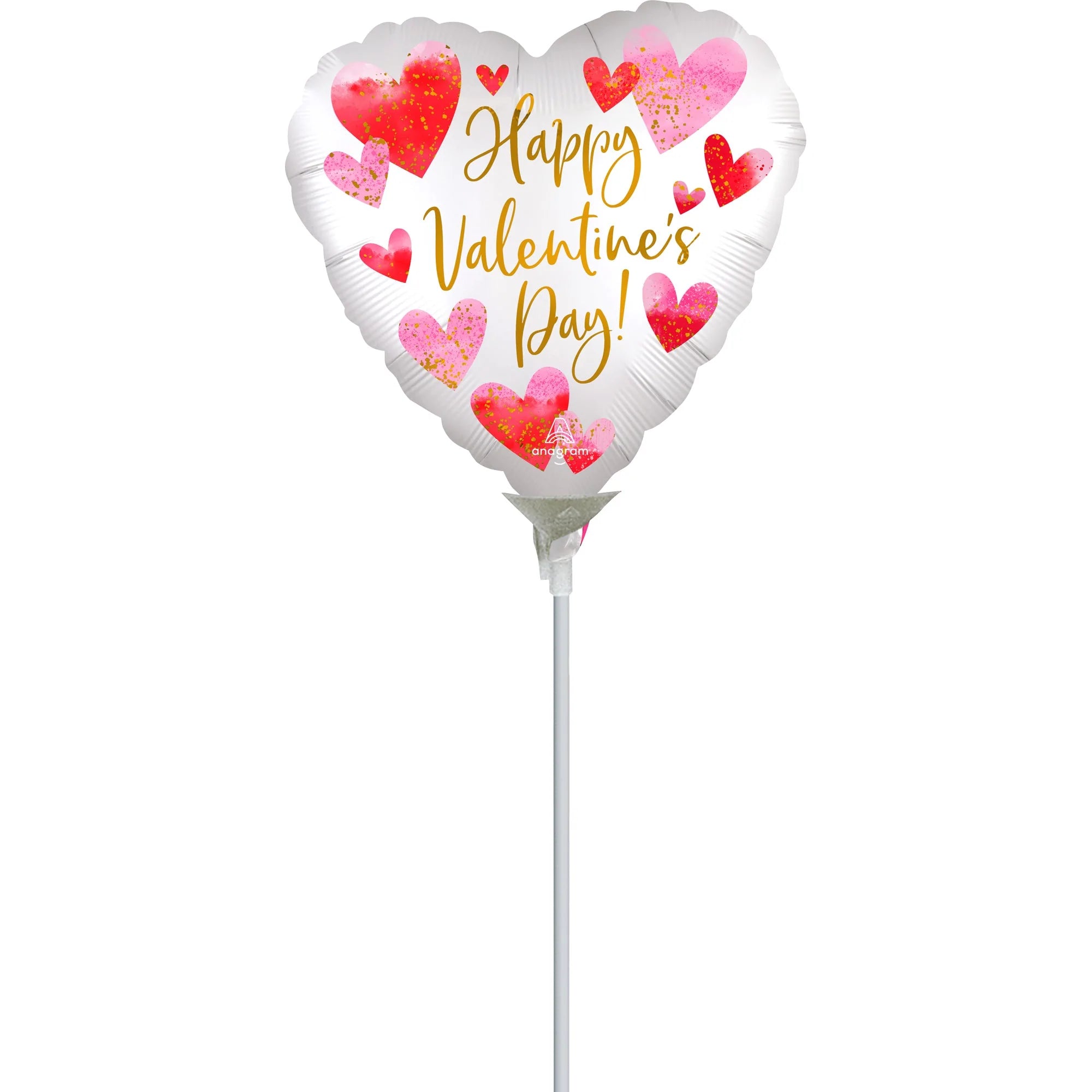 9 Inch Satin Watercolor Heart Shaped Foil Balloon - Air Filled Valentine's Day Decoration for Parties, Weddings & Romantic Events (1 Count)