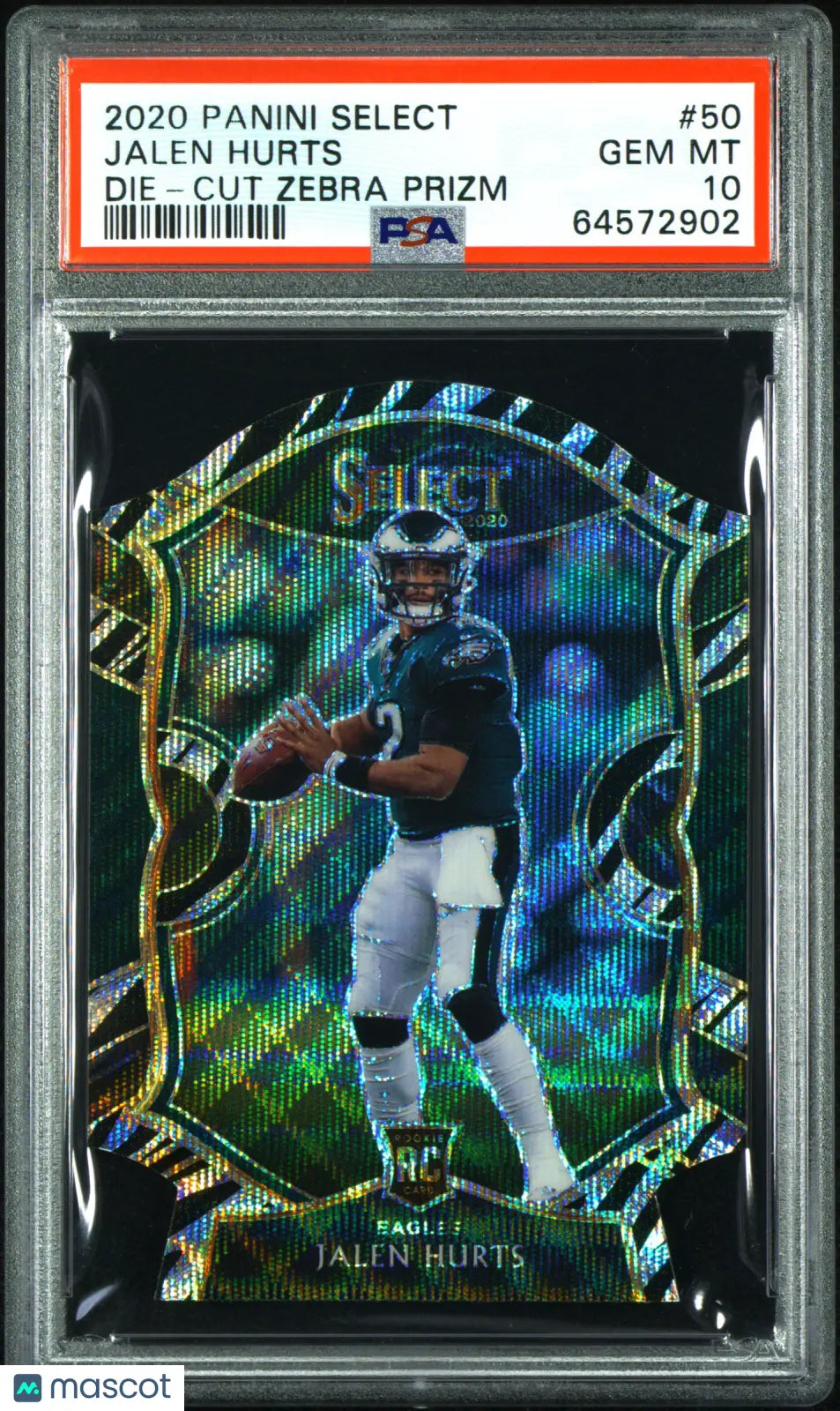 2020 Panini Select Football Jalen Hurts Rookie Card - Die Cut Zebra Prizm PSA 10 Gem Mint - Rare Collectible for NFL Fans & Sports Memorabilia Enthusiasts - Perfect for Display, Investment or Gifting