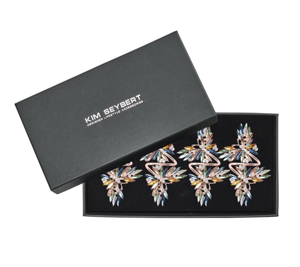 Elegant Butterfly Napkin Rings Set of 4 - Perfect for Wedding, Party & Holiday Table Decor - Beautiful Gift Box Included
