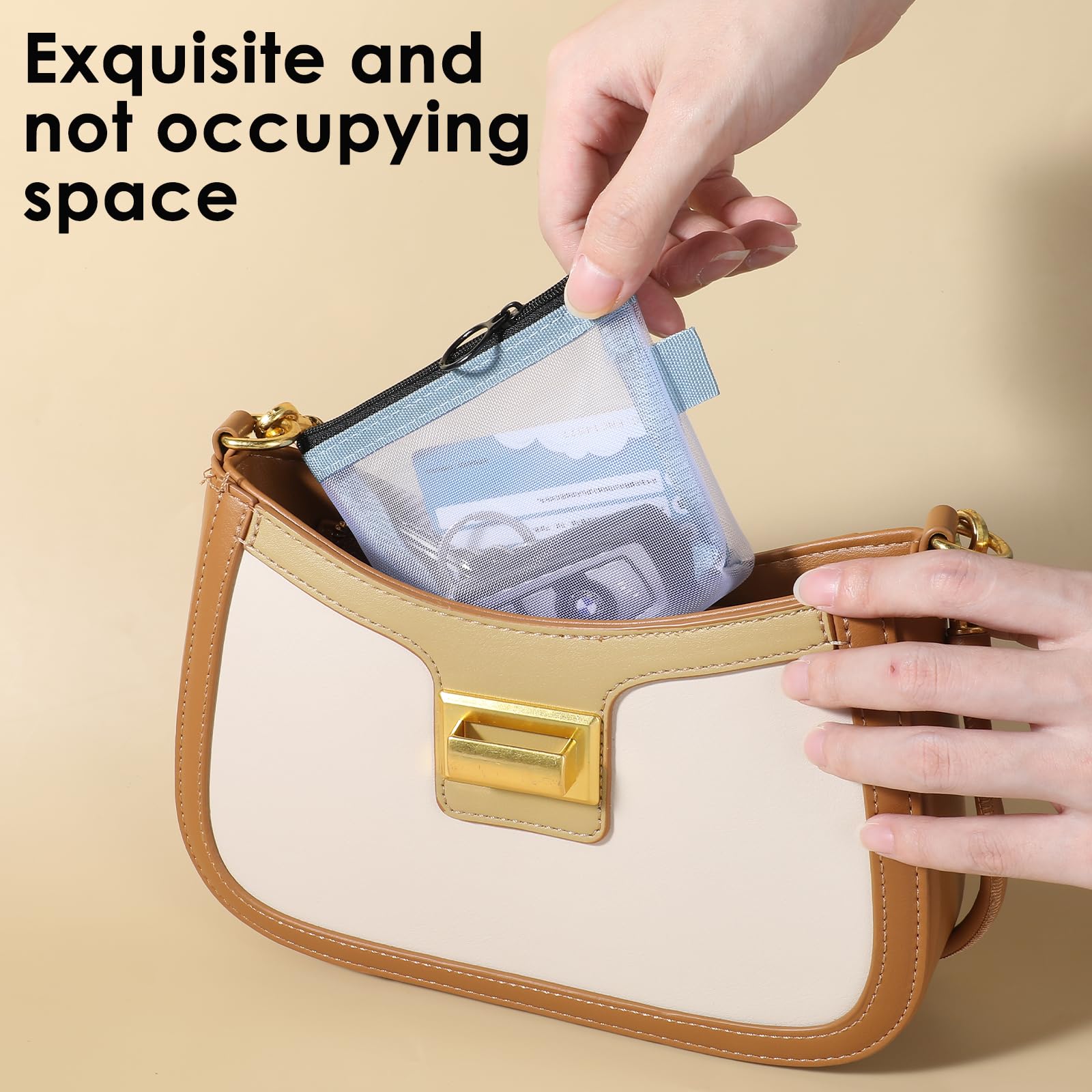 3-Piece Mini Clear Mesh Zipper Pouch Set - Small Travel Makeup Bag for Cosmetics, Lipstick, Keys, Earphones & Cards | Perfect for Purse Organizer, Gym Essentials & On-the-Go Storage