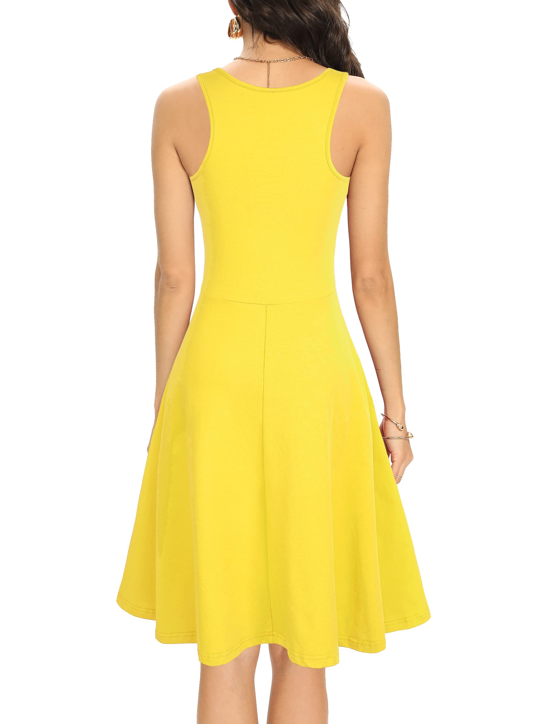 Missufe Women's Sleeveless Racerback Flared Casual Plain Tank Dress - Summer Beach Dress, Lounge Wear, Vacation Outfit, Casual Day Dress for Women