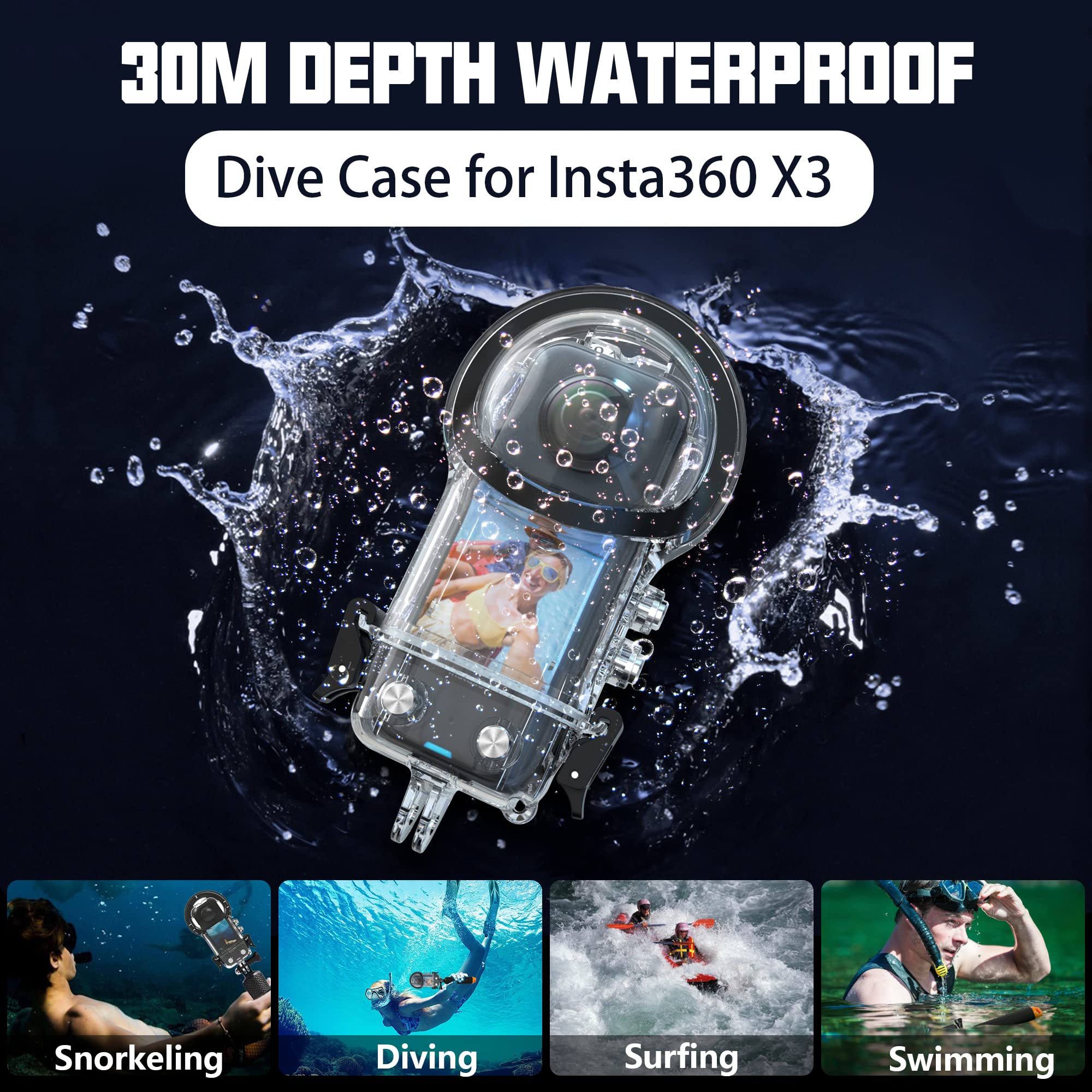 Insta360 X3 Accessories Kit - Waterproof Housing, Dive Case, Float Handle, Silicone Cover, Lens Protector & Extension Stand Arm for Underwater Photography & Action Sports