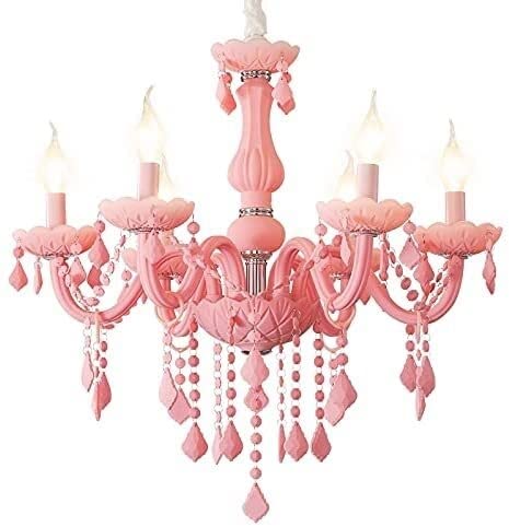 Modern Pink LED Chandelier Light Fixture - Crystal Ceiling Lamp for Girls Room, Kids Bedroom, Living Room & Nursery | Elegant Lighting for Birthday Parties, Wedding Decor & Home Interior Design