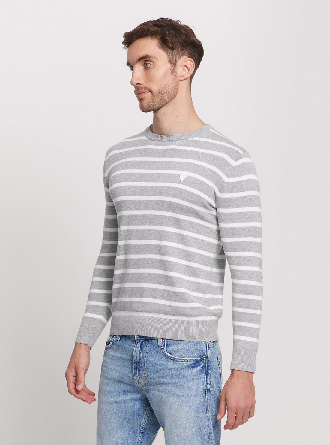 Women's Grey Striped Long Sleeve Knit Top - Soft Casual Pullover Sweater for Fall & Winter | Perfect for Office, Date Night & Weekend Outfits