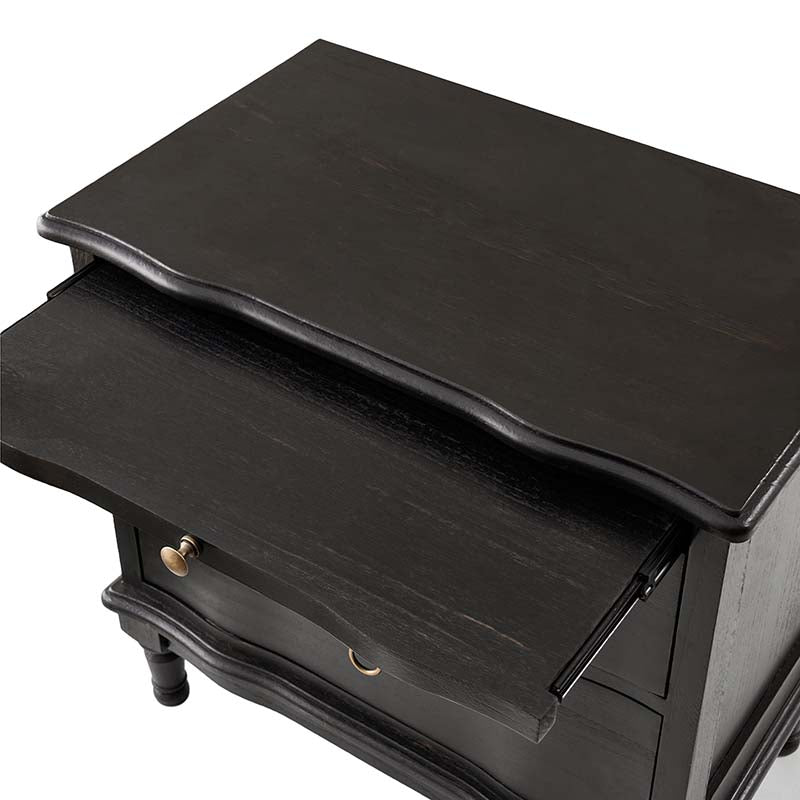 Solid Wood 2 Drawer Nightstand with USB Charging Ports, Pull-Out Shelf & Optional Styles - Modern Bedside Table for Bedroom, Guest Room & Small Spaces