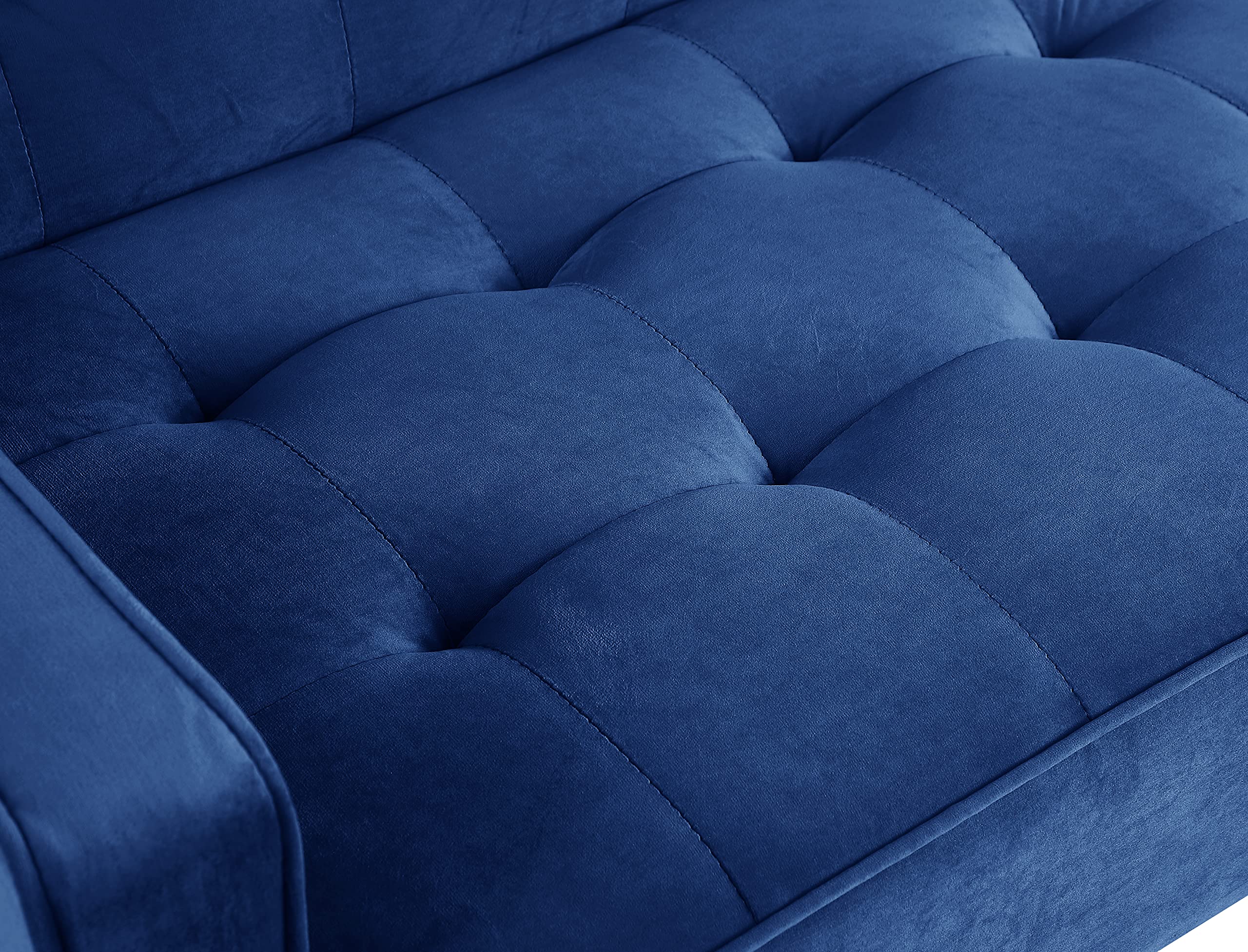 Velvet Sofa Bed - Convertible Mid Century Modern Loveseat with Reclining Function & Square Arms | Blue Upholstered Sleeper Sofa for Small Spaces | Perfect for Living Rooms, Guest Rooms & Studio Apartments