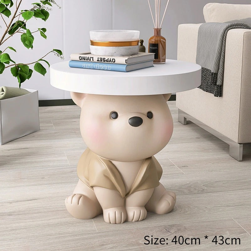 Vigorous Bear Statue - Bluetooth Speaker Side Table Decor, Wooden Animal Sculpture for Home & Office | Perfect for Living Room, Bedroom, or Gift
