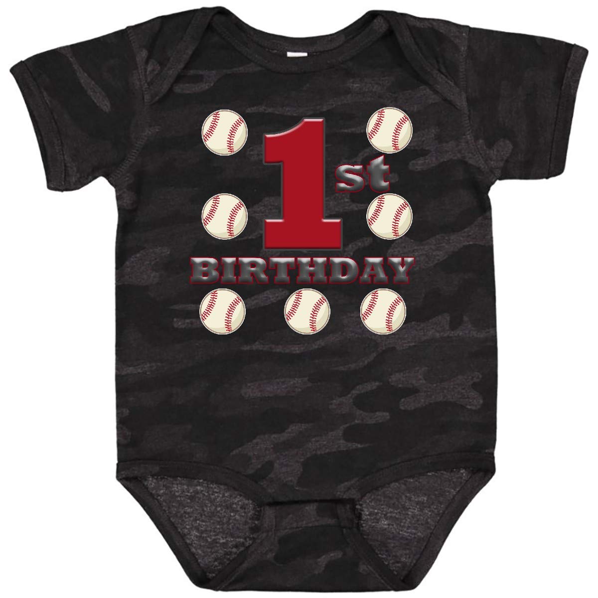 Inktastic First Birthday Baseball Baby Bodysuit - Cute Baseball Themed Onesie for 1 Year Old Boys & Girls | Perfect for Birthday Parties, Photo Shoots & Gifts
