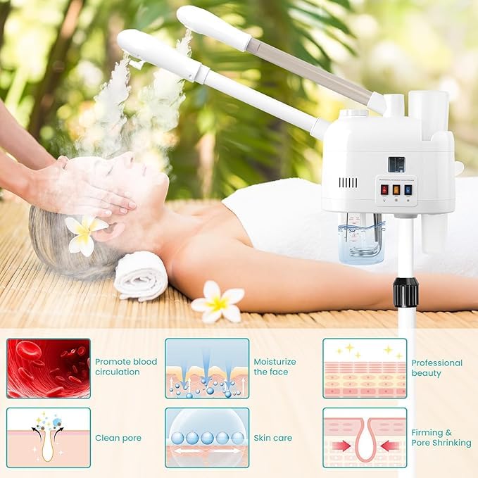 Professional 2-in-1 Facial Steamer with Ozone & Hot/Cold Nozzle - Digital Face Steamer for Home Spa, Beauty Salon & Esthetician Use - Perfect for Deep Cleansing, Hydration & Relaxation