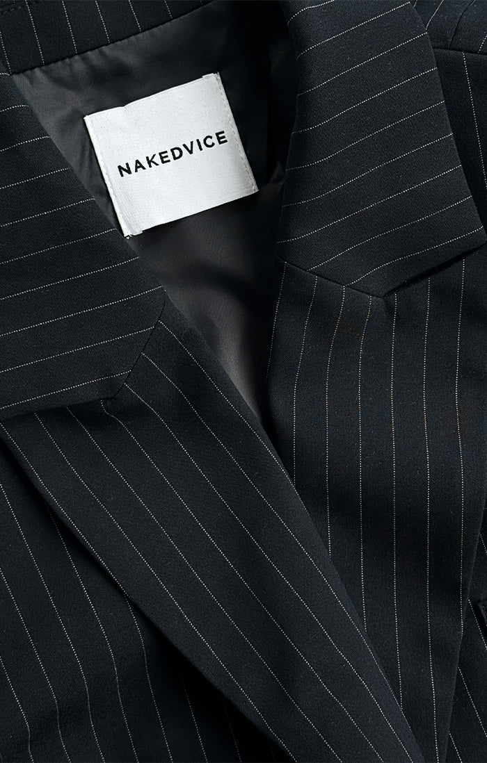 The Isla Navy Pinstripe Blazer for Women - Elegant Slim Fit Business Jacket - Perfect for Office, Meetings & Formal Events