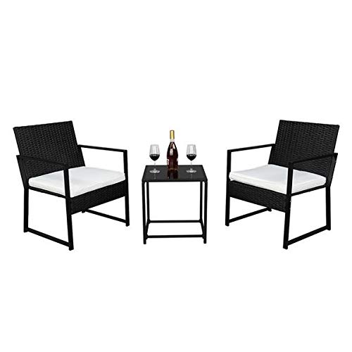 Sywamol 2-Piece Coffee Table and 1 Exposed Flat Chair 3-Piece Living Room Set in Black - Perfect for Small Spaces, Apartments, and Modern Home Decor