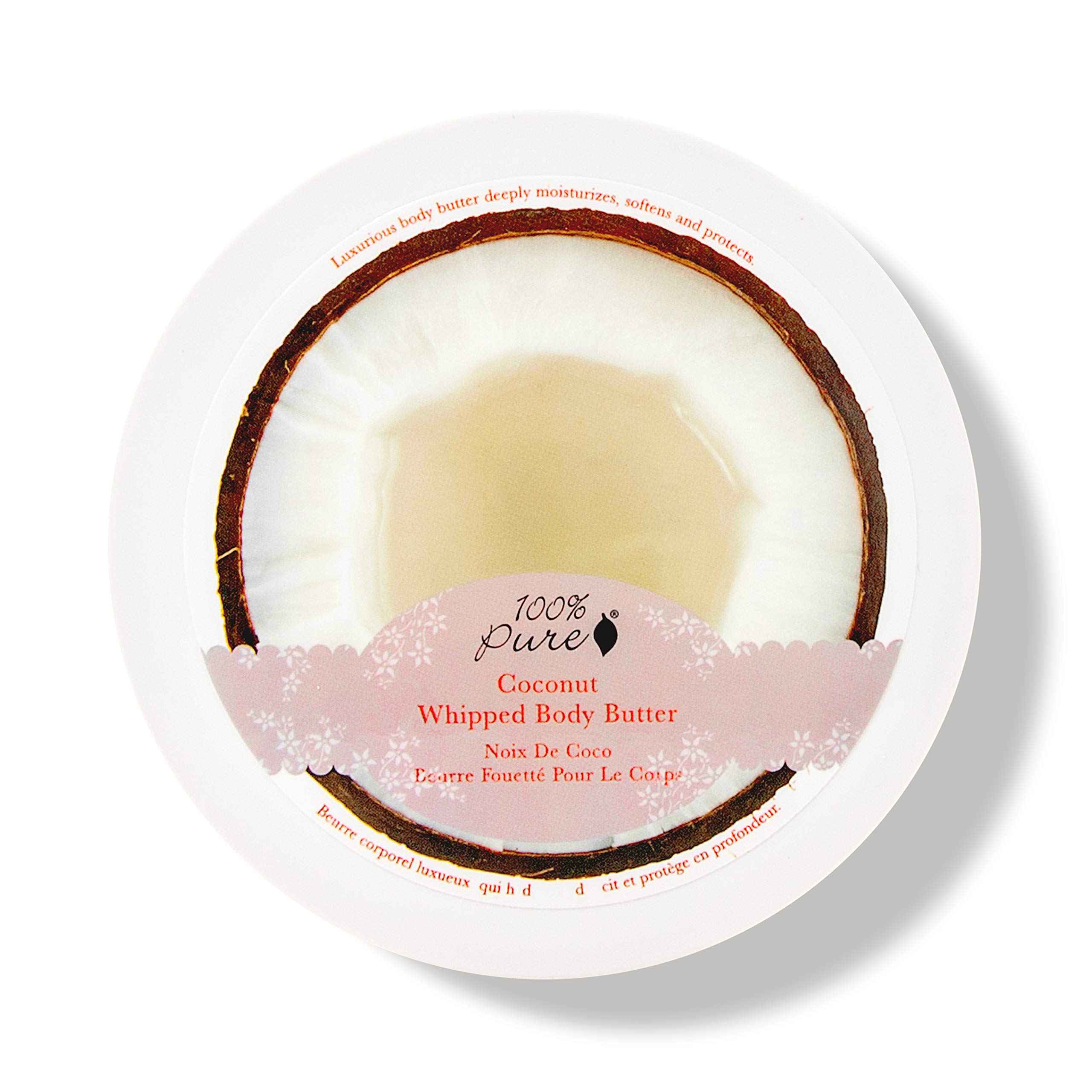 100% Pure Coconut Whipped Body Butter for Dry Skin - Shea & Cocoa Butter Moisturizing Cream, Natural Body Lotion (3.4 oz) | Hydrating Skin Care for Daily Use, Post-Shower Moisturizer, Winter Dry Skin Relief