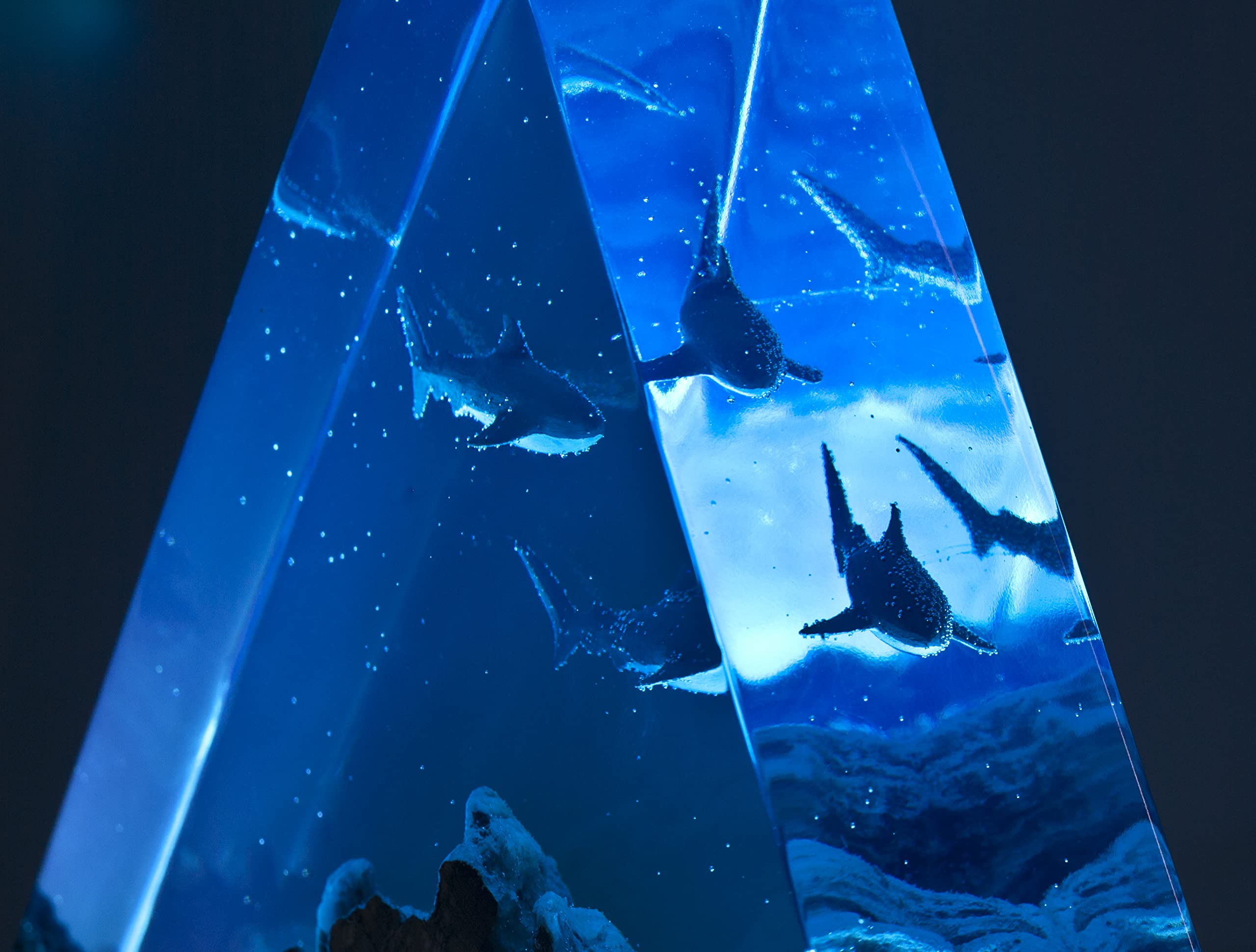 Shark Epoxy Resin Lamp - Handmade Whale & Sea Animal Night Light, Modern Bedside Table Lamp for Bedroom, Kids Room & Living Room Decor | Perfect as Nature-Themed Gift & Relaxing Nightlight