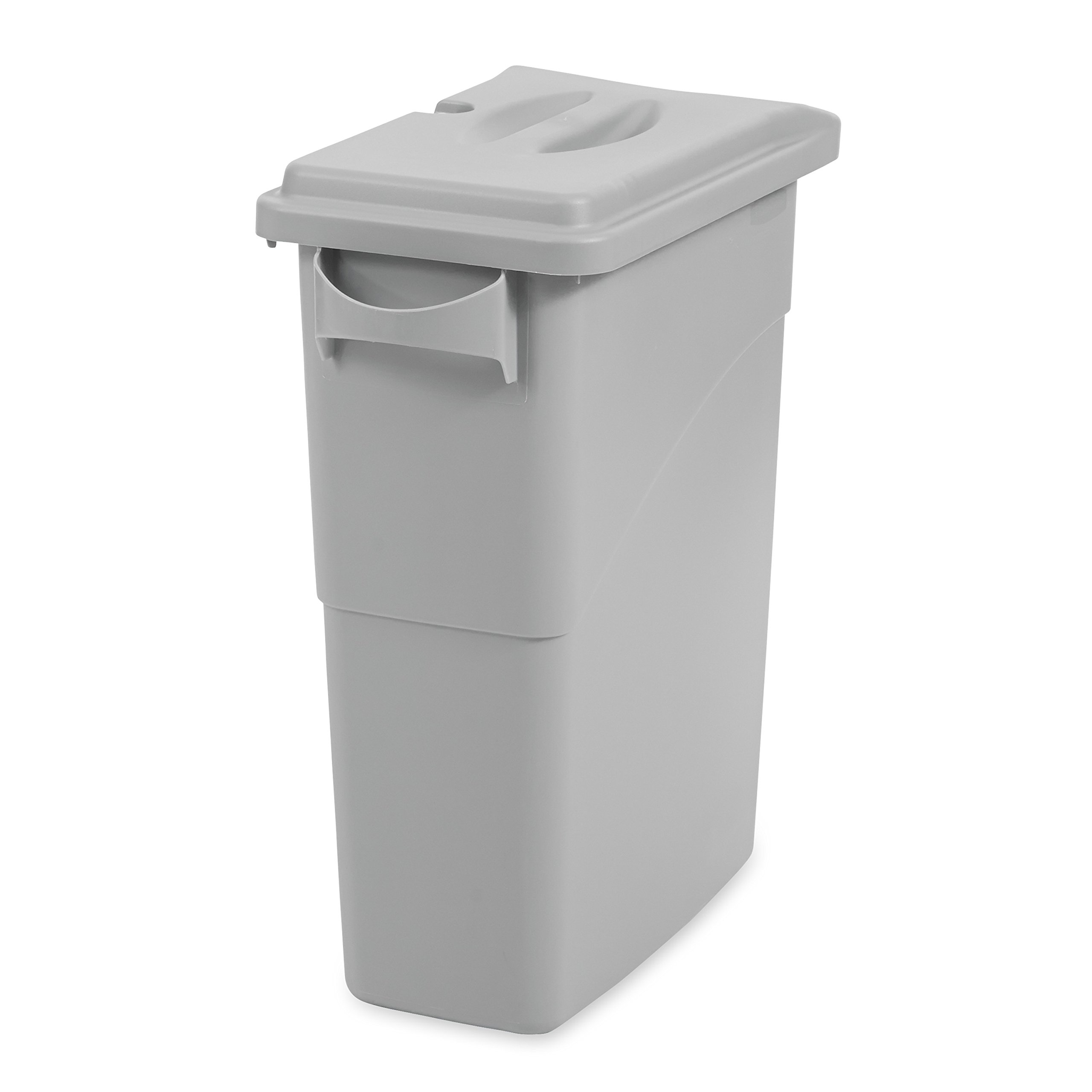 Rubbermaid 16-Gallon Slim Jim Confidential Document Trash Can with Locking Lid - Secure Disposal for Office, Home & Legal Documents - Gray Commercial Grade Recycling Bin