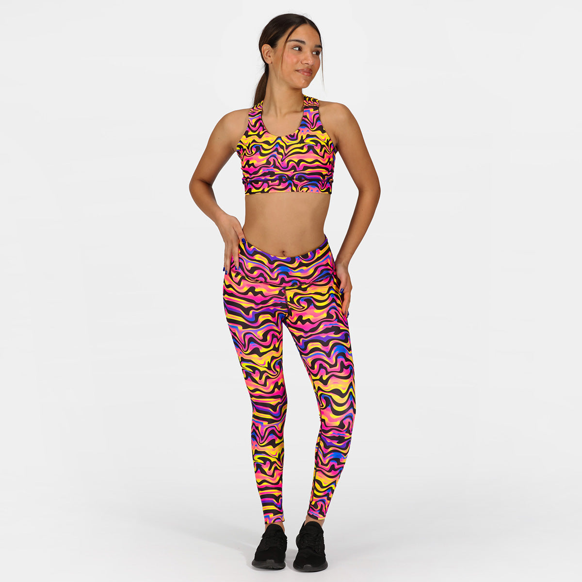 Coral Waves High Waist Yoga Leggings for Women - Comfortable Workout Pants, Tummy Control, 4-Way Stretch - Perfect for Yoga, Running, Gym & Lounge Wear