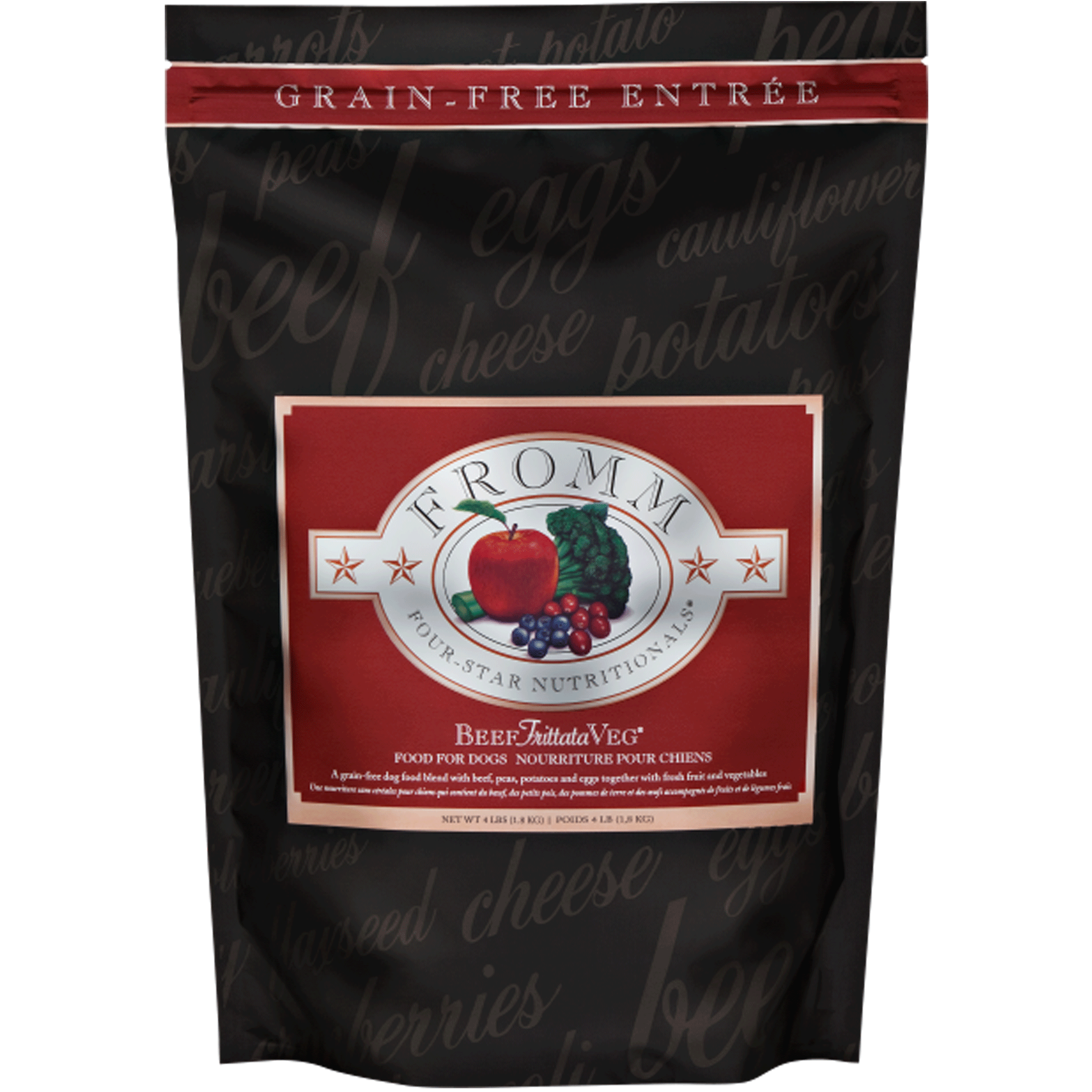 Fromm's Four Star Beef Frittata Dry Dog Food - Grain-Free Recipe for Adult Dogs - High Protein Kibble for Active Pets - Perfect for Training Treats & Mealtime