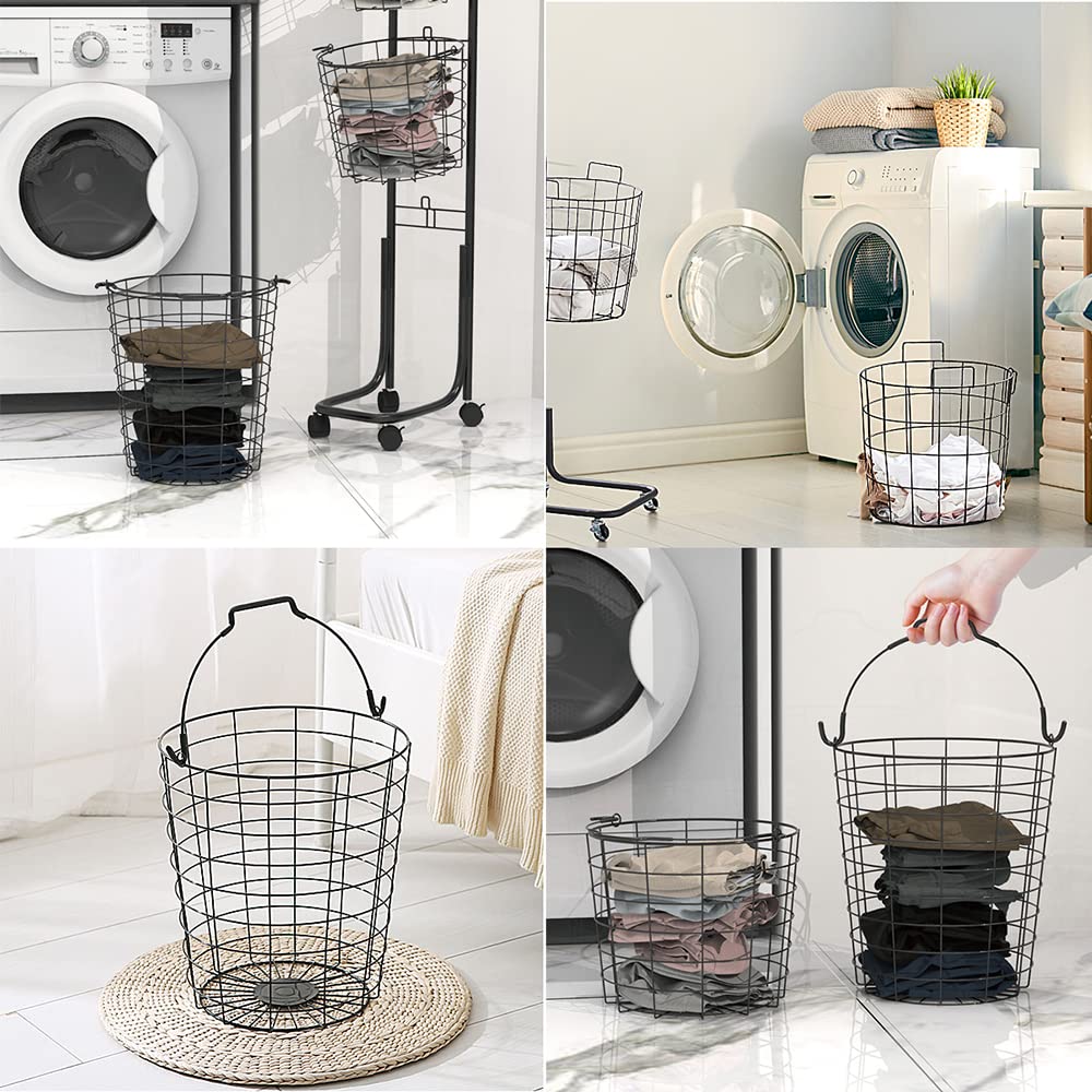 3-Tier Rolling Laundry Hamper with Removable Wire Baskets - 48.4x12.6x9.7 Inch Large Laundry Organizer for Clothes Sorting - Perfect for Laundry Room, Dorm, Apartment & Home Storage Solutions
