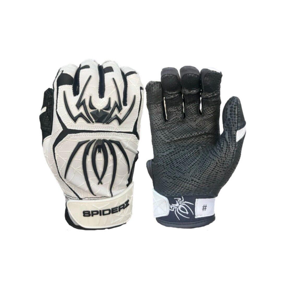 Spiderz ENDITE Batting Gloves 2024 - White, Black, Silver | Baseball & Softball Training Gloves for Enhanced Grip & Comfort | Perfect for Hitting Practice, Games & Outdoor Sports
