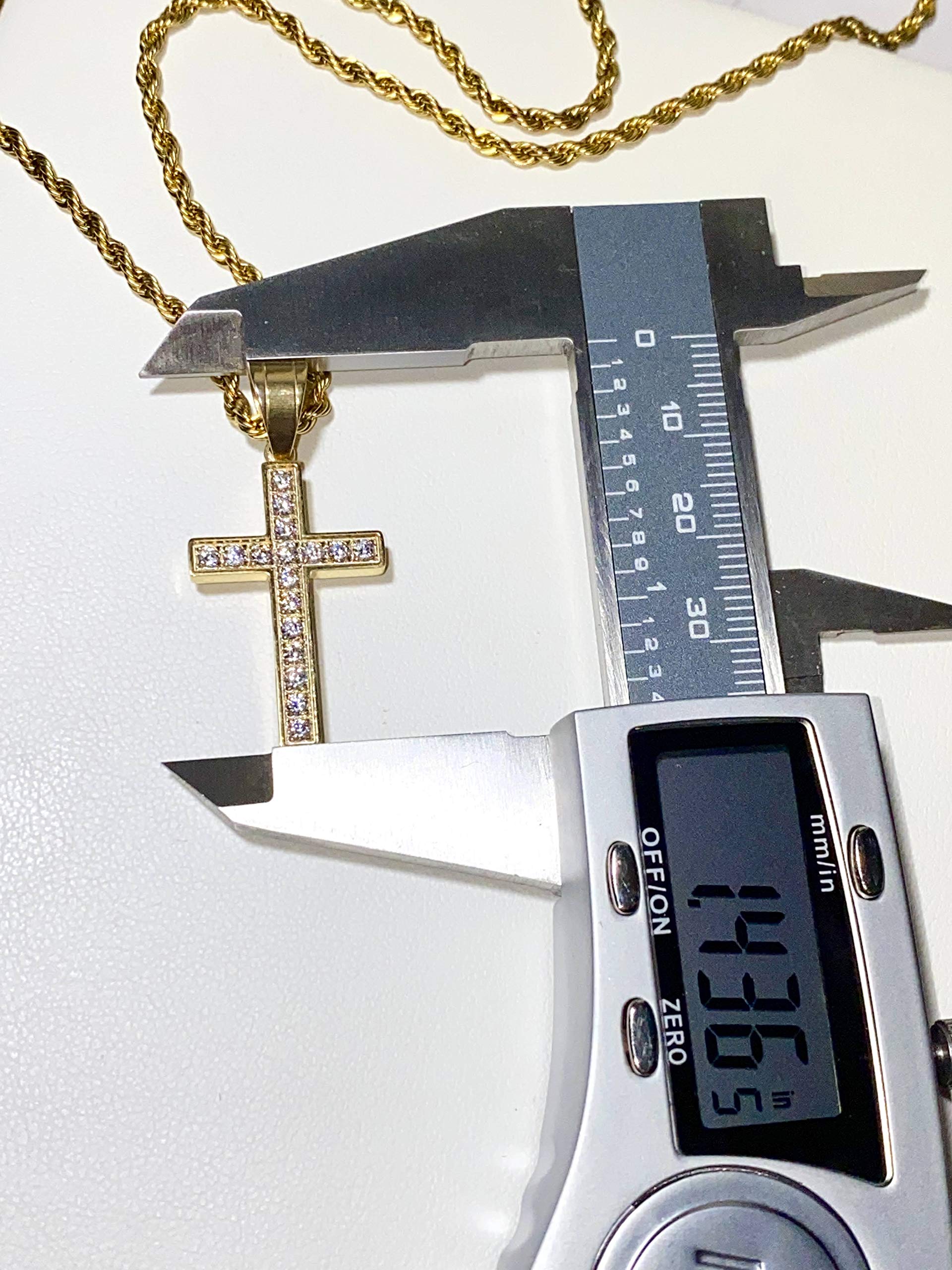 925 Sterling Silver Iced Out Jesus Crucifix Pendant with Diamond Accents - Gold Plated Stainless Steel Chain for Men & Women - Religious Jewelry Gift for Baptism, Confirmation & Church Events