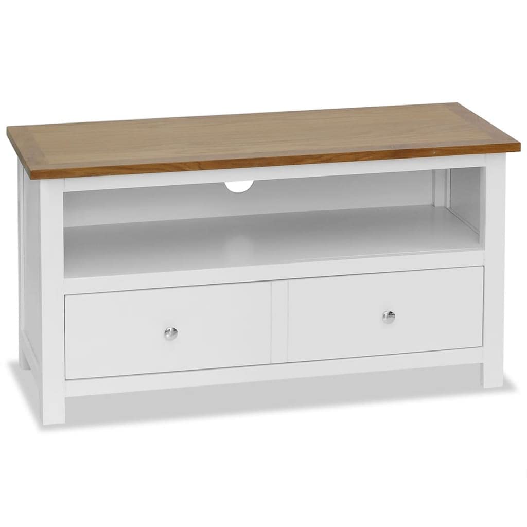 Modern Solid Oak TV Stand with Storage - 35.4