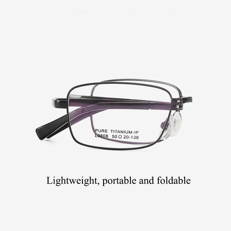 Bclear Men's Full Rim Foldable Square Titanium Eyeglasses LB8808 - Lightweight Durable Glasses for Work, Reading & Travel
