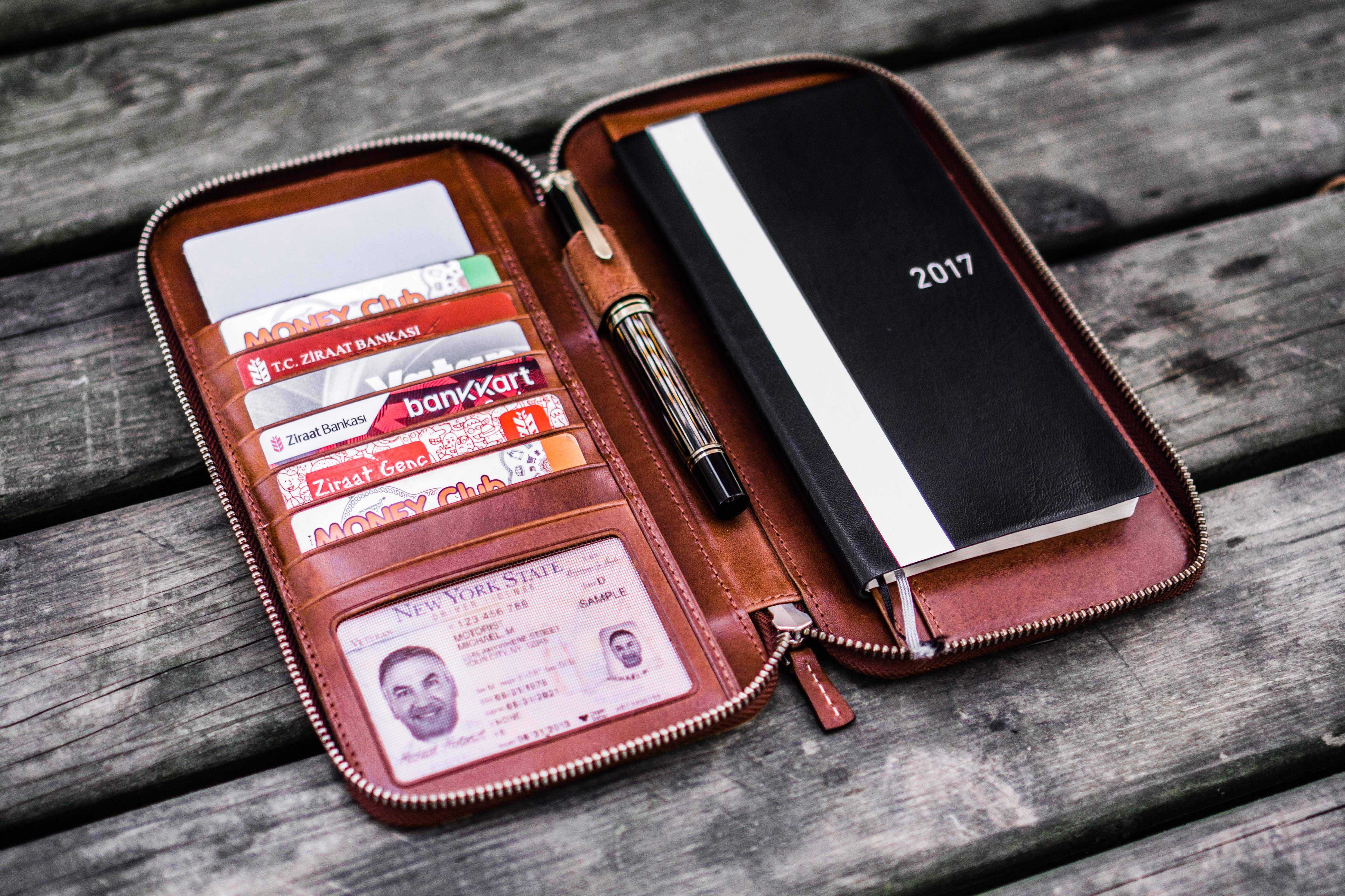 Premium Genuine Leather Hobonichi Weeks Mega Cover with Zipper - Brown | Perfect for Planners, Journals & Organizers | Ideal for Work, School & Daily Planning