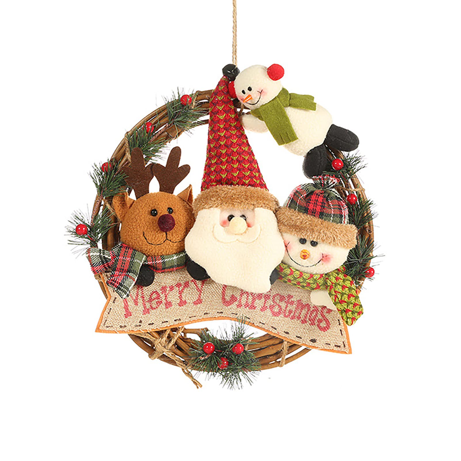 Collectvoice Elegant Rattan Christmas Wreath - Handcrafted Holiday Door Decor for Home, Perfect for Festive Season & Winter Front Door Decoration