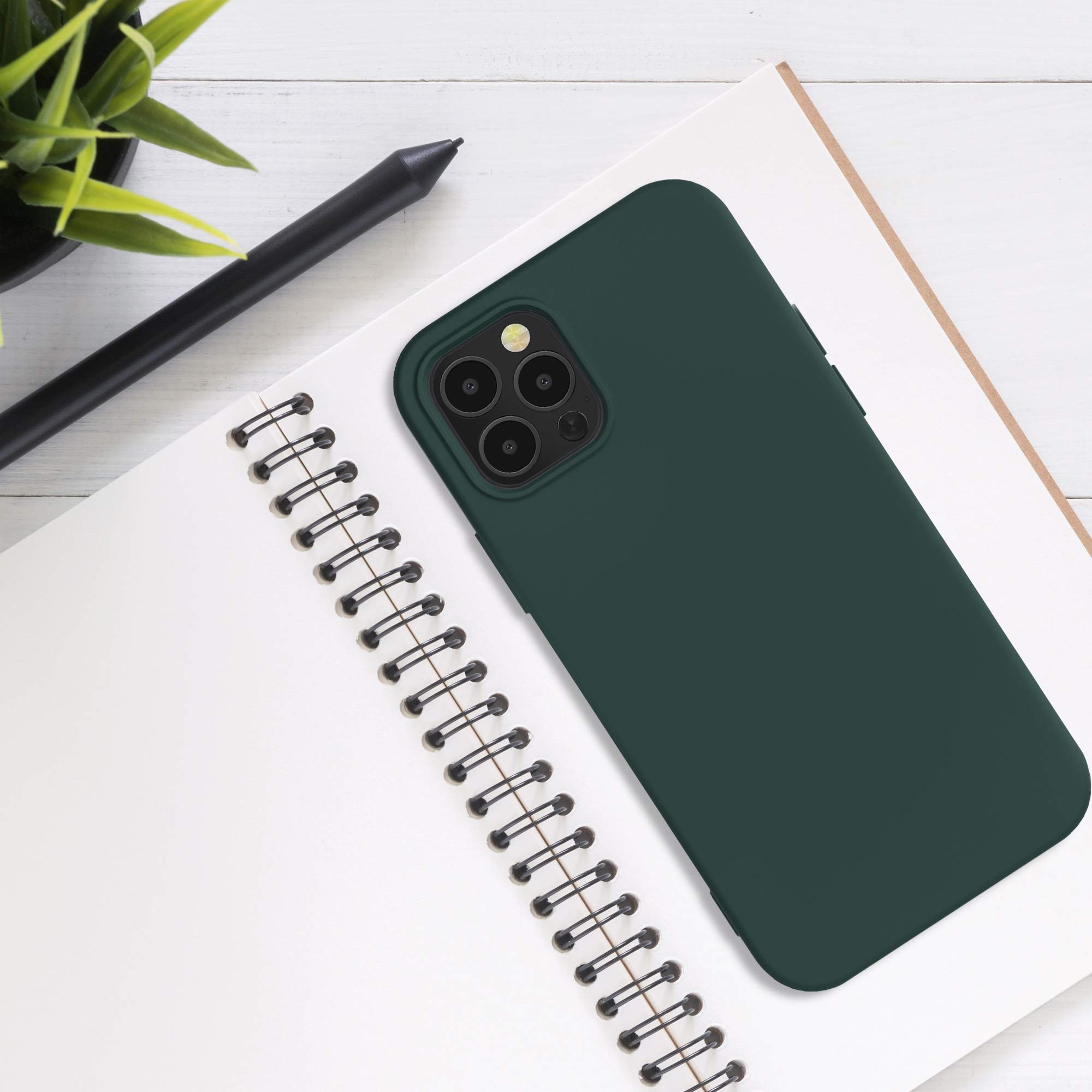 kwmobile Slim Protective TPU Silicone Case for Apple iPhone 12 & iPhone 12 Pro - Shockproof Phone Cover in Moss Green - Perfect for Everyday Use, Work & Outdoor Activities