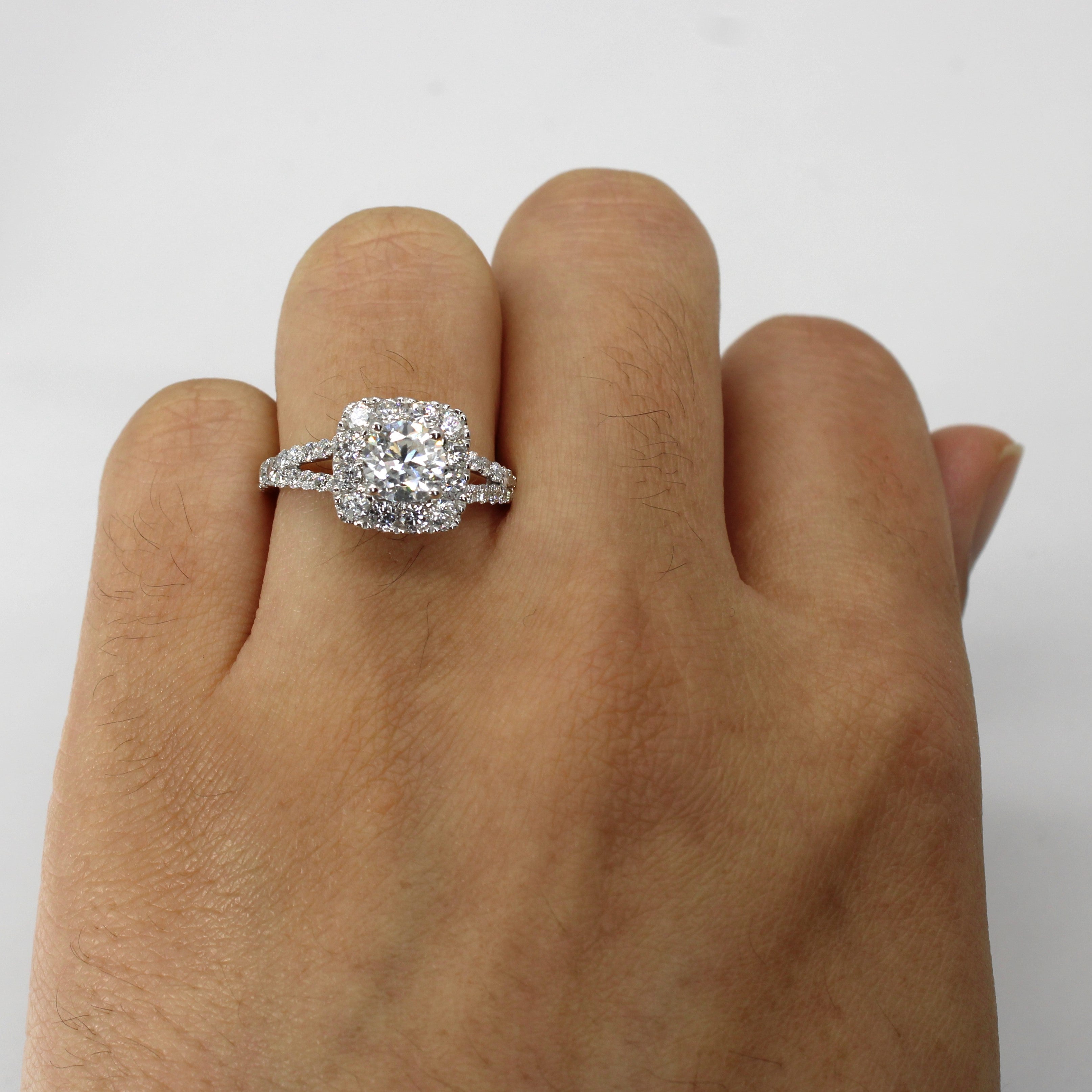 1.72ctw Halo Diamond Engagement Ring - I1 Clarity, E/F Color, Size 6.5 - Perfect for Proposals, Anniversaries & Special Occasions