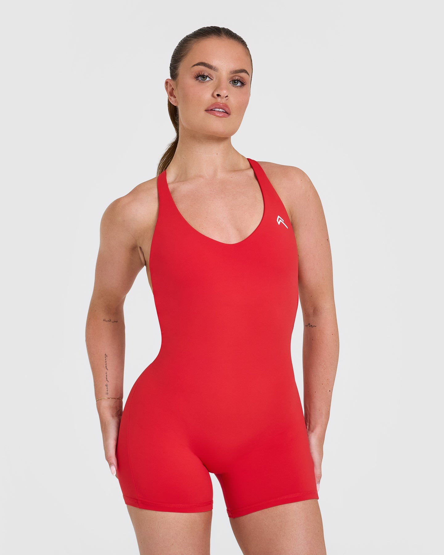 Unified Scoop Back All-In-One 6 | Muscle Mommy Red Sports Bra for Women - Perfect for Gym, Yoga & High-Intensity Workouts
