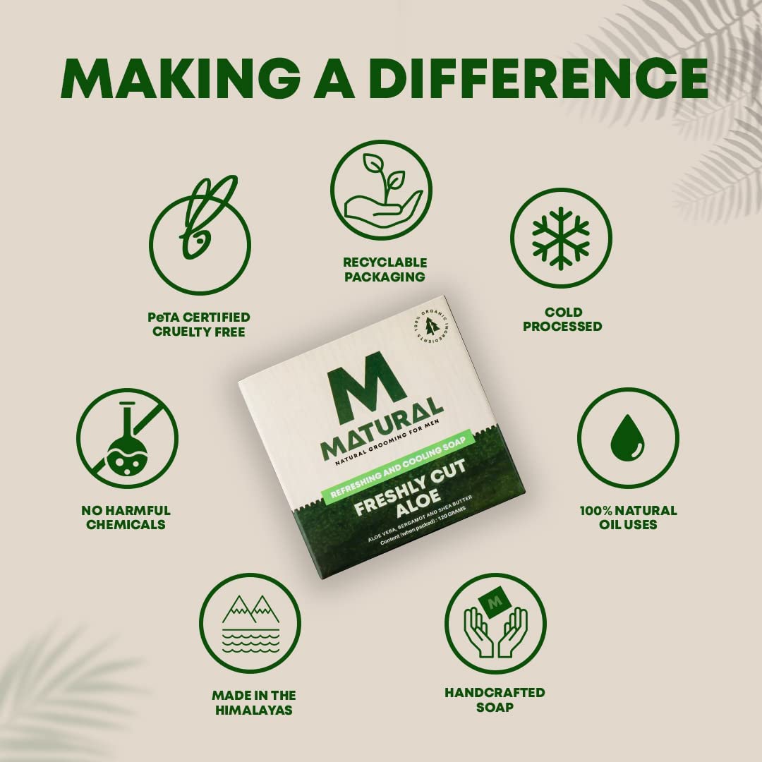 All Natural Handmade Bar Soap for Men & Women - Fresh Aloe Vera, Bergamot & Shea Butter (120g) | Moisturizing & Gentle Cleansing for Daily Skincare Routine