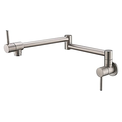 Wall Mounted Foldable Kitchen Faucet - Single Hole Cold Water Pot Filler Tap with 360° Rotating Spout in Chrome/Gold/Brass/Nickel Finish | Perfect for Cooking, Filling Pots & Sink Tasks in Modern Kitchens