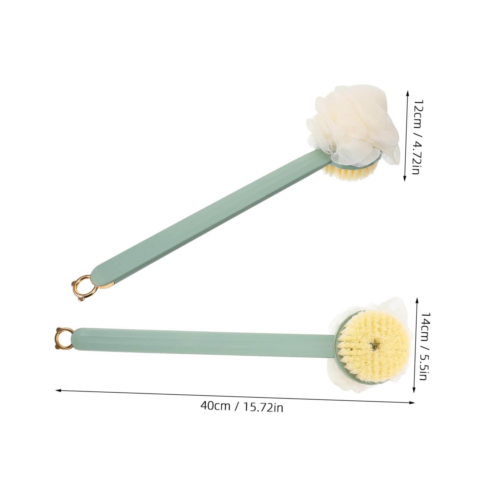 Minkissy 2-in-1 Long Handle Bath Brush with Wooden Handle - Deep Cleaning Body Scrubber & Massager for Exfoliation - Perfect for Shower, Spa, and Back Scrubbing