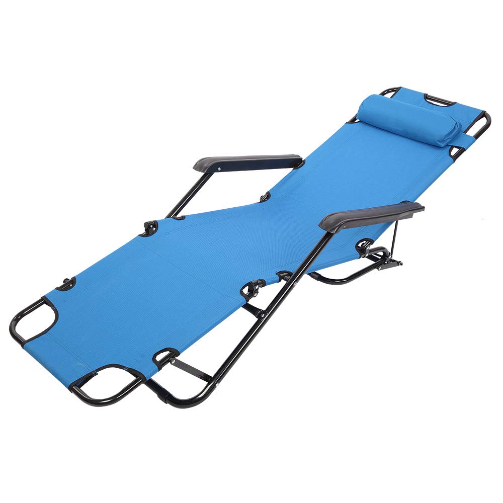 Goujxcy Reclining Camping Chair - Portable Zero Gravity Lounge Chair with Pillow, Foldable Outdoor Chair for Patio, Beach, Pool & Lawn Relaxation | Perfect for Camping, Backyard, Picnics & Travel