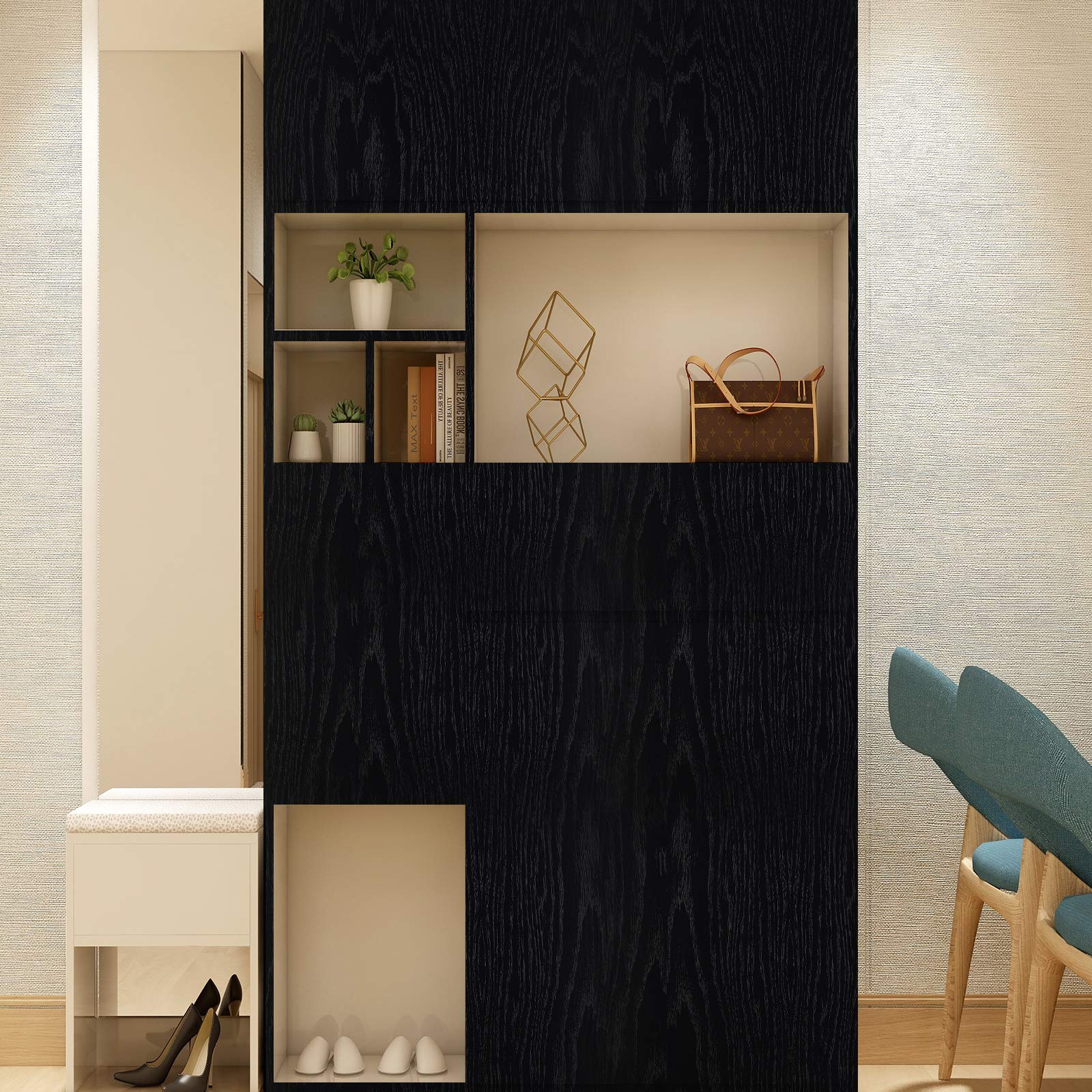 Homease Black Wood Grain Contact Paper 24