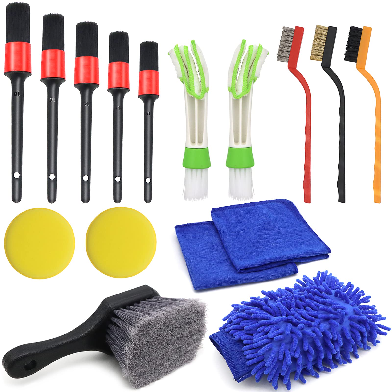 VIBRATITE 16-Piece Car Detailing Brush Set - Auto Cleaning Drill Brush Kit for Car, Motorcycle Interior & Exterior - Perfect for Vents, Leather, Trim, Seats, Wheels & Emblems - Ideal for Professional Detailing & DIY Auto Care