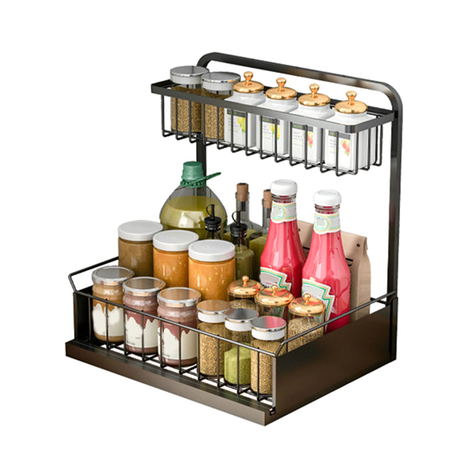 VALINK 2-Tier Pull Out Under Sink Organizer with Sliding Drawer - Bathroom & Kitchen Cabinet Storage Solution - Perfect for Small Spaces, Vanities, and Closet Organization