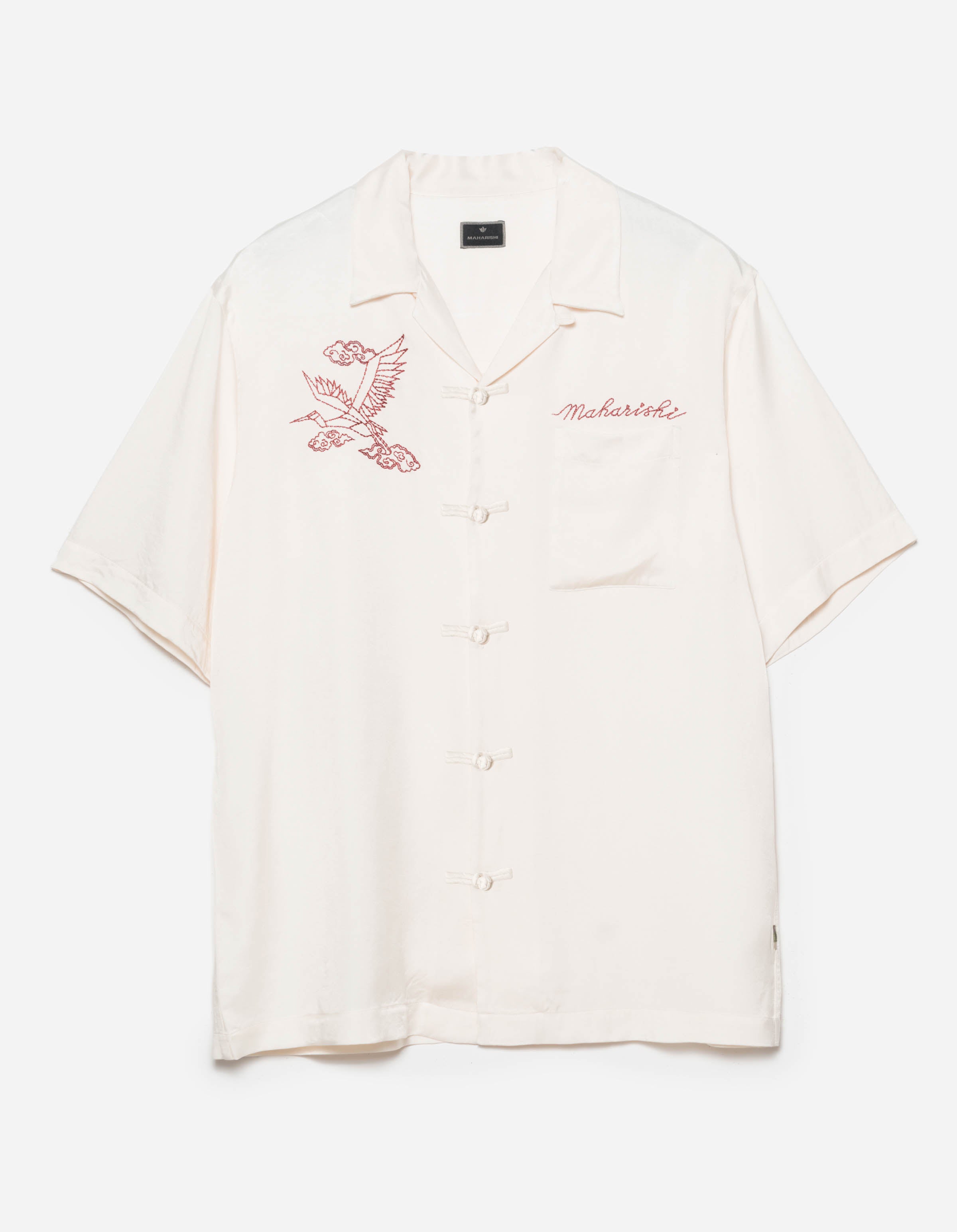 6234 Year of the Crane Embroidered Shirt in Ecru - Elegant Asian-Inspired Top for Lunar New Year Celebrations & Cultural Events