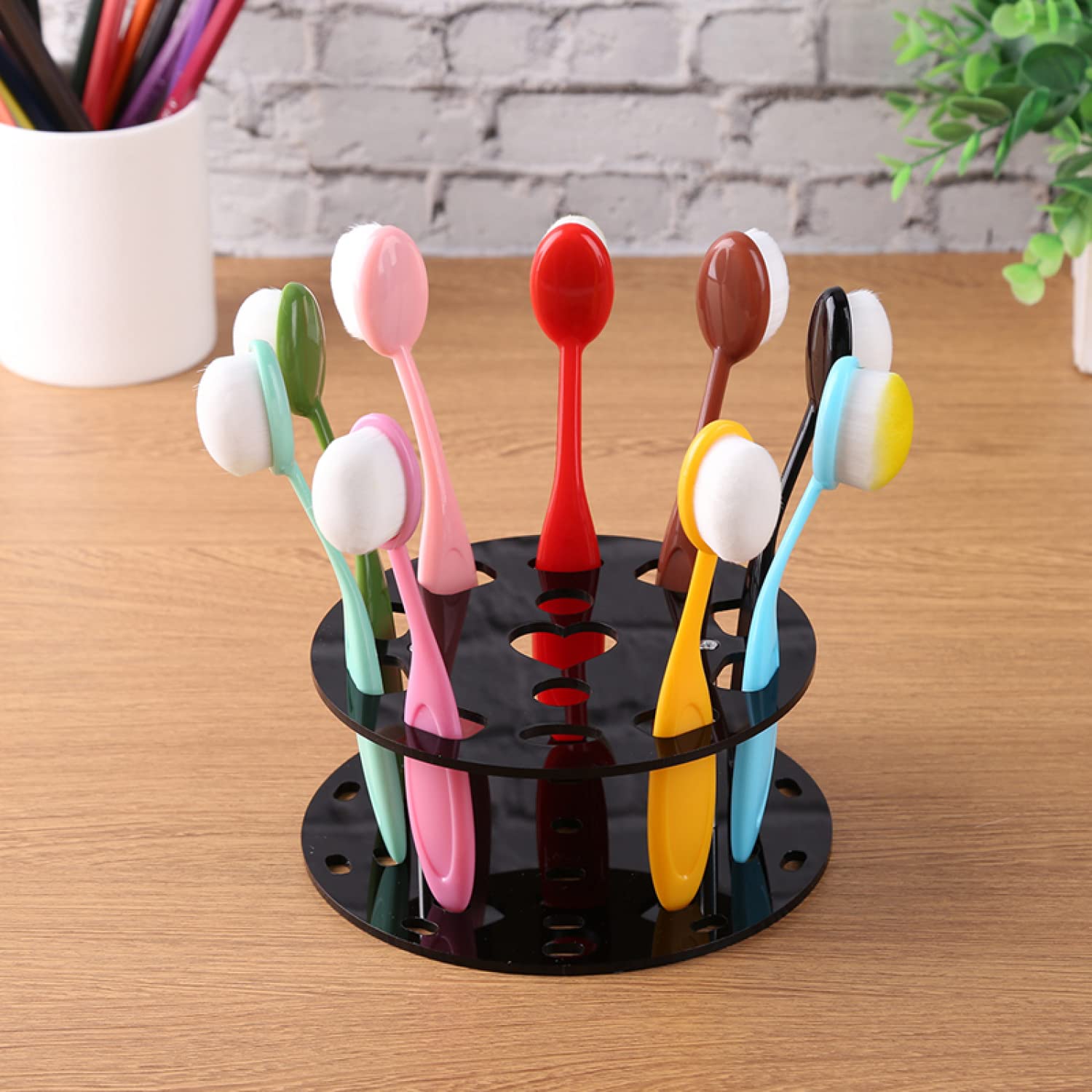 10-Piece Ink Blending Brush Set with Lids & Round Holder - Perfect for Scrapbooking, Card Making, Paper Crafts & DIY Background Painting - Ideal for Artists, Crafters & Card Designers